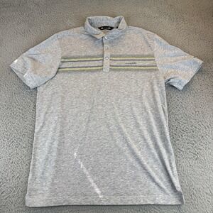 TravisMathew Polo Shirt Mens Large‎ Gray Heather Striped Golf Performance Tech